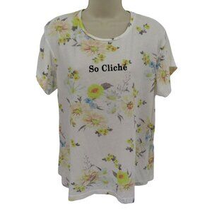 Wildfox Women Extra Small XS So Cliche Yellow Blue Rose Flower Floral Shirt Top